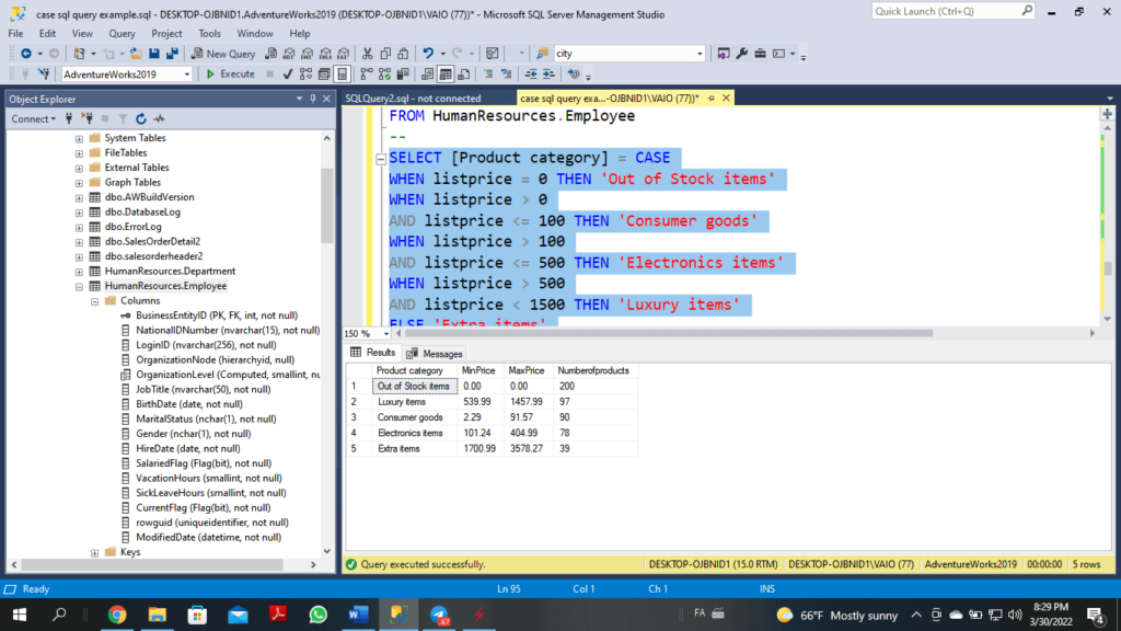 استفاده از عبارت Case در SQL Server