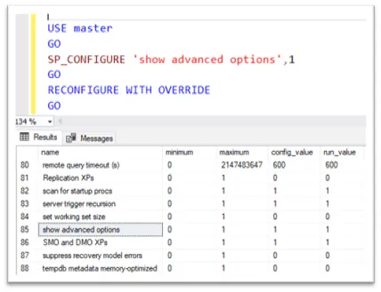 بررسی بخش تنظیمات پیشرفته SQL Server (کار با پروسیجر SP_Configure)