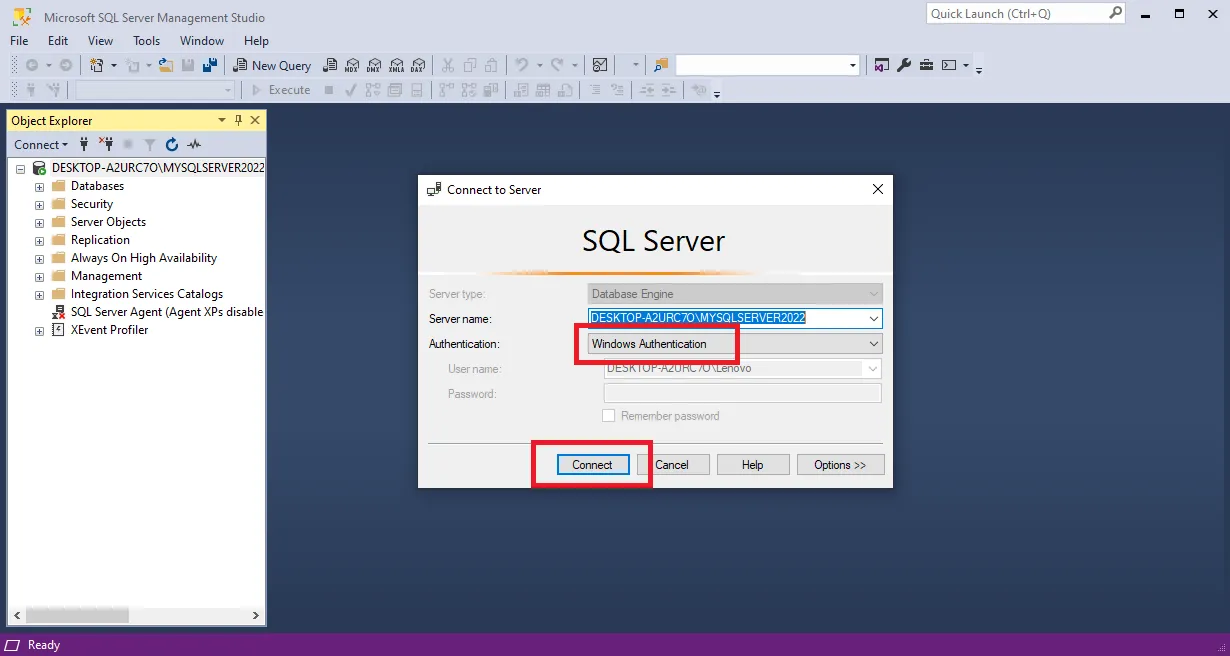 مراحل پیکربندی احراز هویت - اتصال به SQL Server