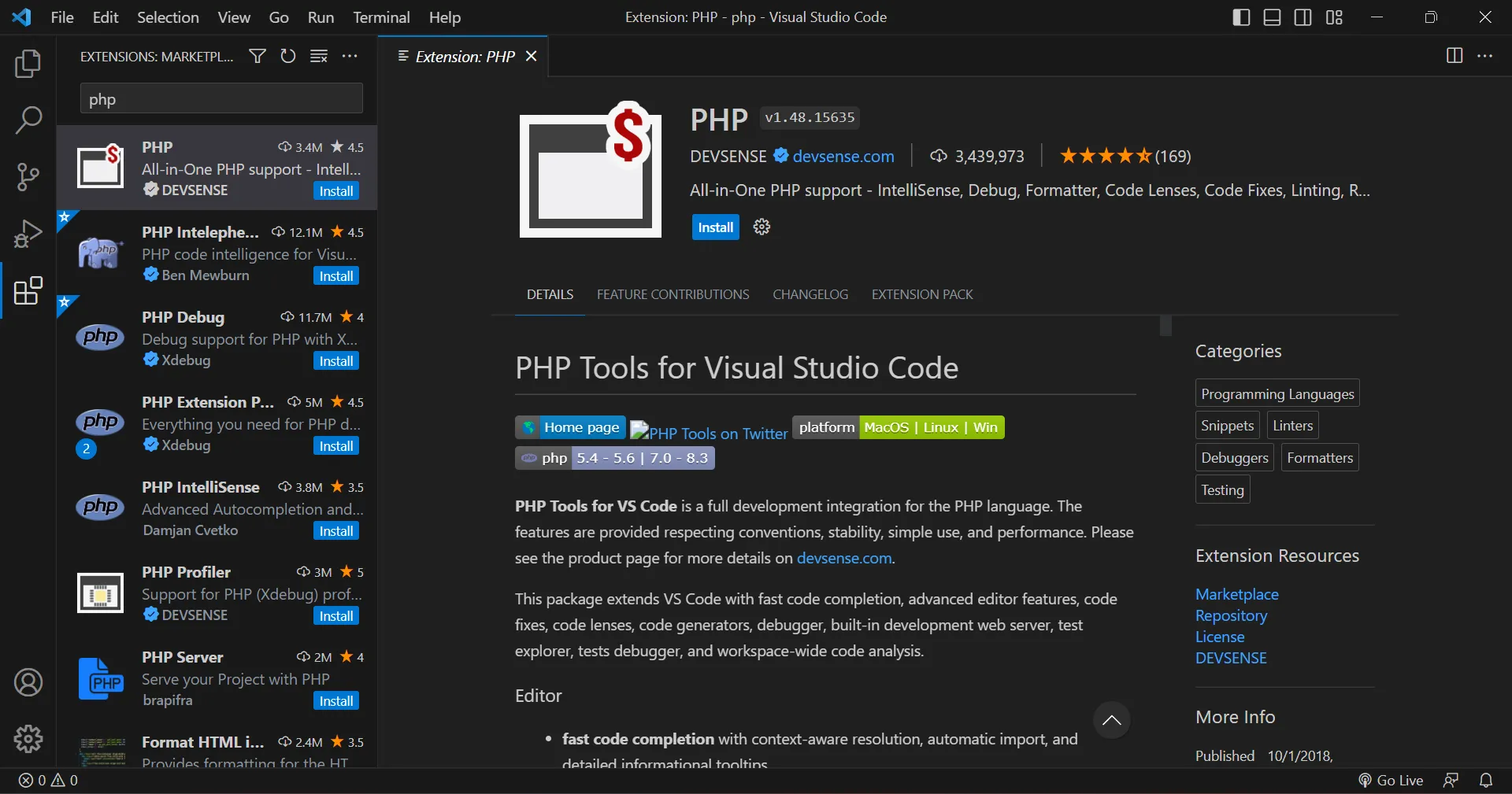 نصب ابزارهای اضافی در VSCODE برای دستورات شرطی در PHP