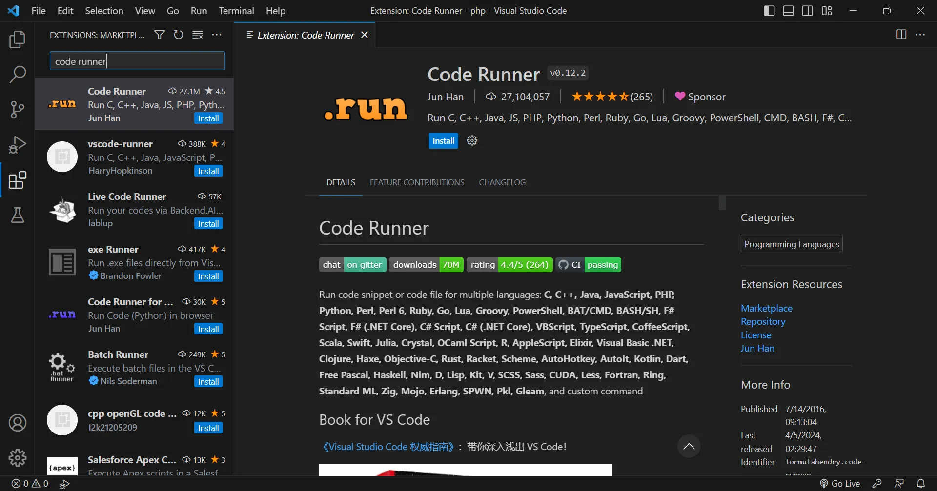 اجرای Code Runner
