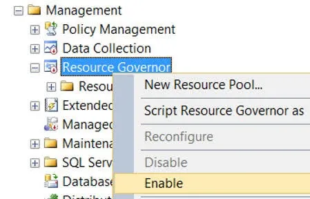 فعال سازی Resource Governor